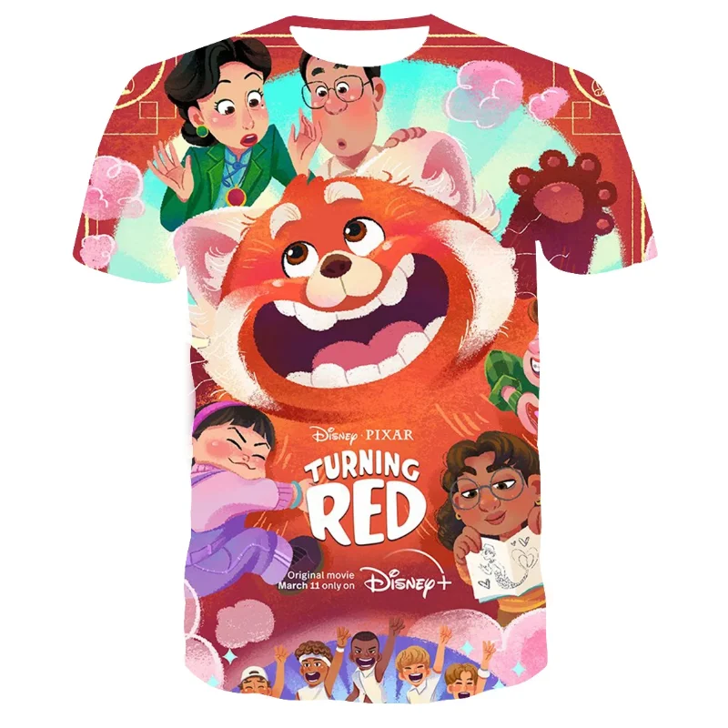 New Disney Anime Go Red 3D Printed T-Shirt Cute Cartoon Boys Girls Short Sleeve Hip Hop Harajuku Unisex Oversized T-Shirt