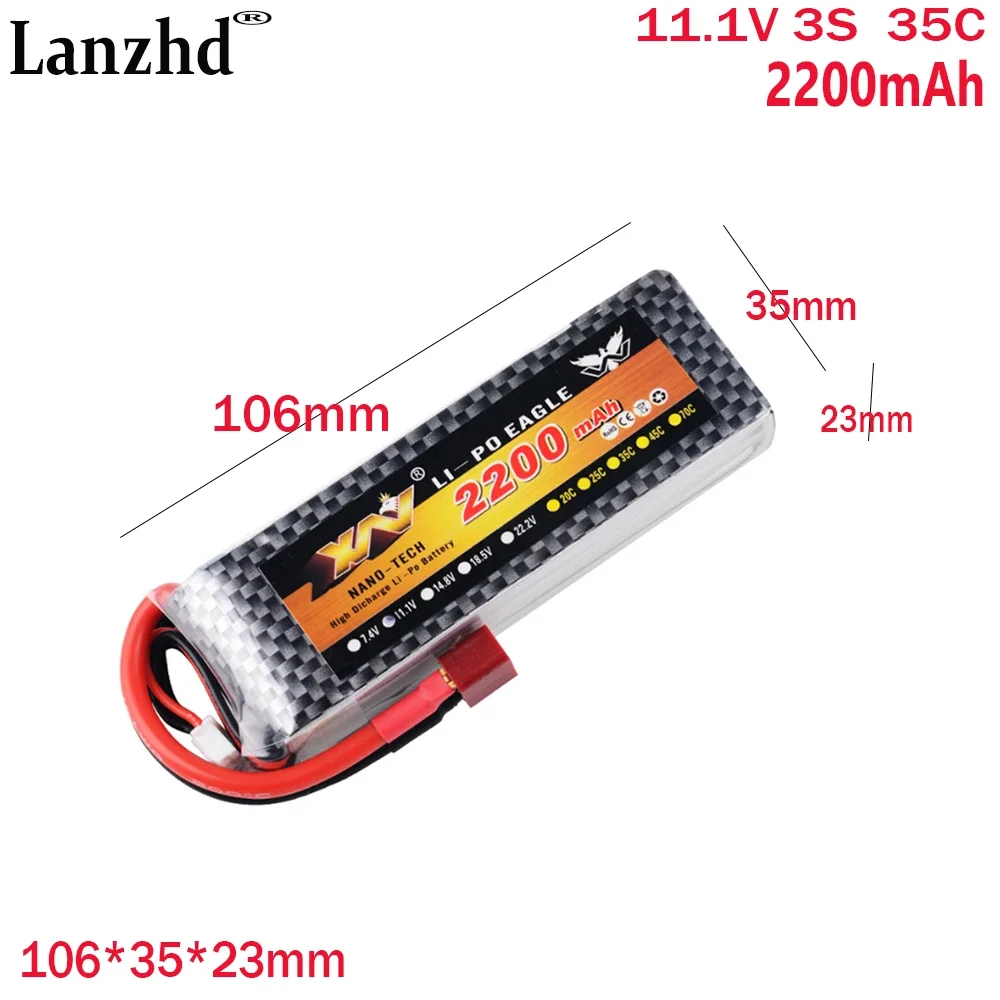 11.1V 3S 2200mAh 35C For model ship fixed wing remote control ship high rate power lithium battery