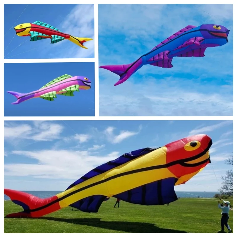 free shipping 7m fish kites flying for adults kites pendant cometas de viento funny kites inflatable kite giant wind kites fun