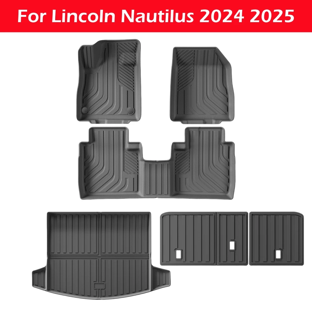 

For Lincoln Nautilus 2024 2025 Car Floor Mats Cargo Liner Trunk Pad TPE 3D Foot Mat Black Left Hand Drive