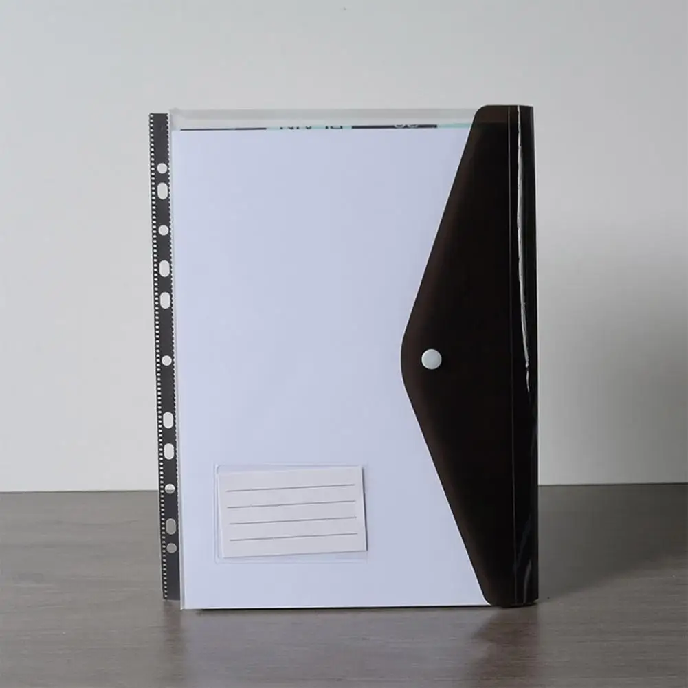 

6 Pcs A4 Plastic Binder Pockets for 11 Ring Binder Letter Size Document Organizer Loose Leaf File Folder Pouch with Snap Button