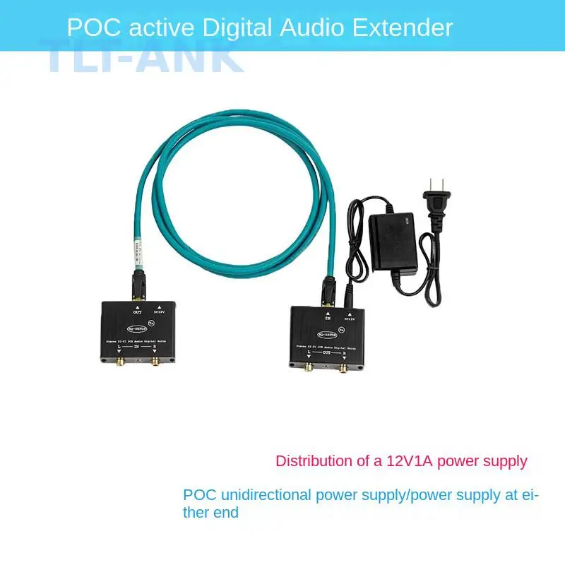 RCA Audio Over RJ45 Network Cable Extender, 500m POC Transmission Stereo Left Right Channel Audio Transmitter Receiver