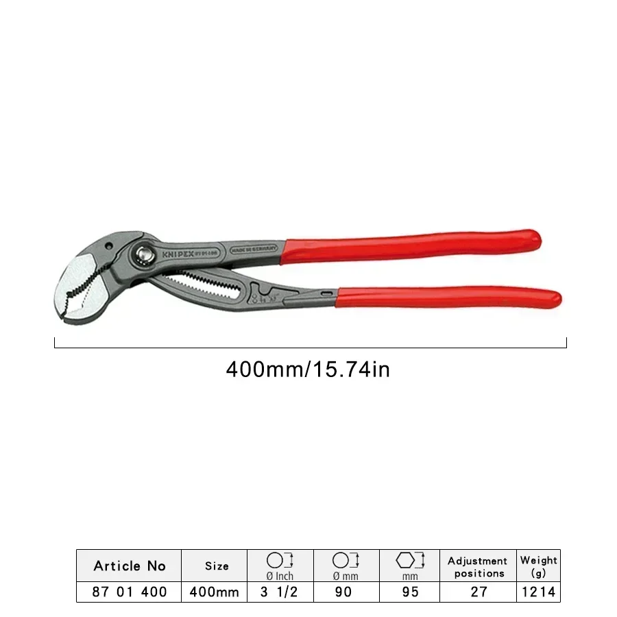 Genuine KNIPEX 8701400 TOOL High-Tech Cobra Water Pump Pliers Adjustment Blend Ergonomic Plier  pliers