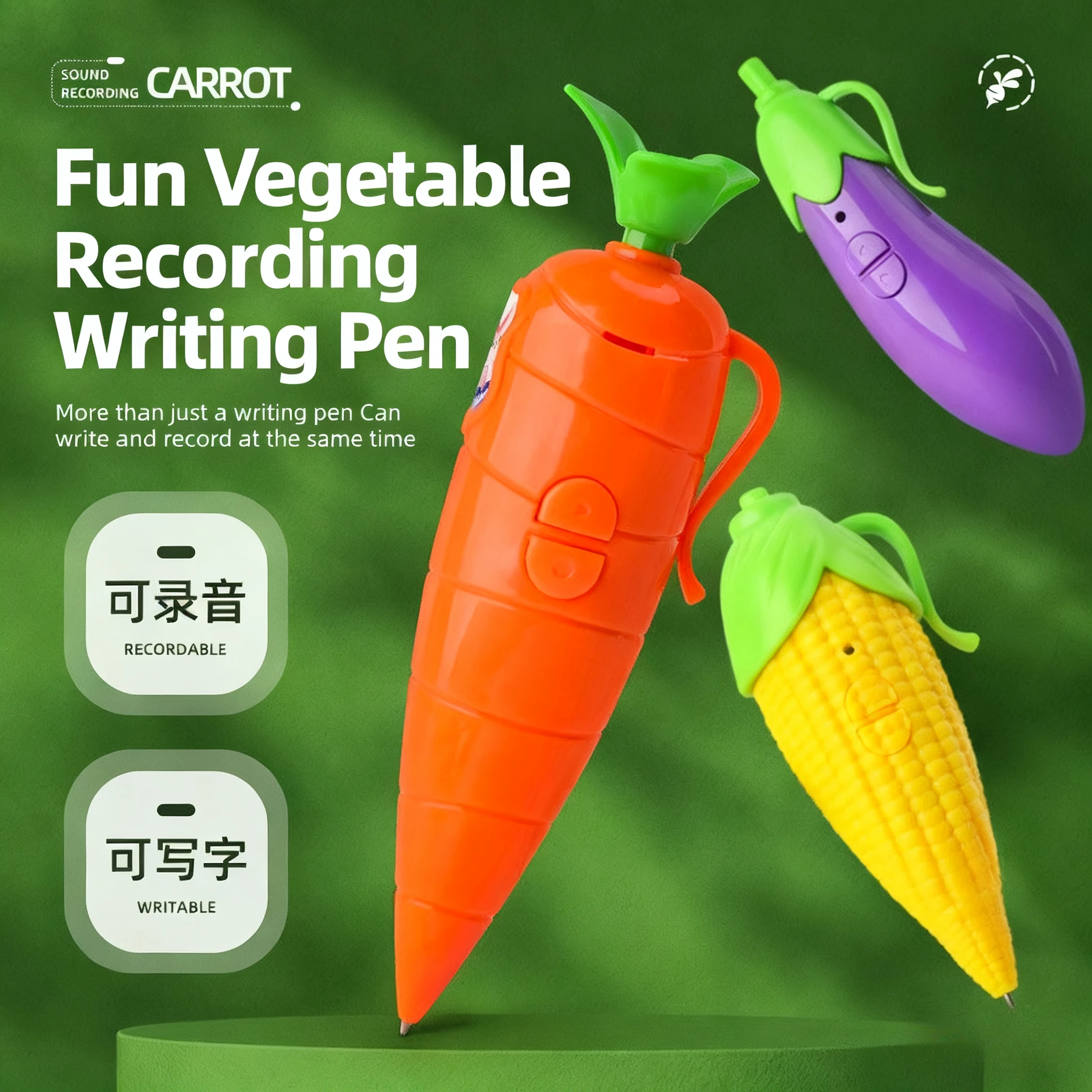 2026 حار بيع الكرتون الصحافة إلى قلم تسجيل الذرة الجزرة الباذنجان اليشم أرنب الطفل طالب القلم لطيف القرطاسية