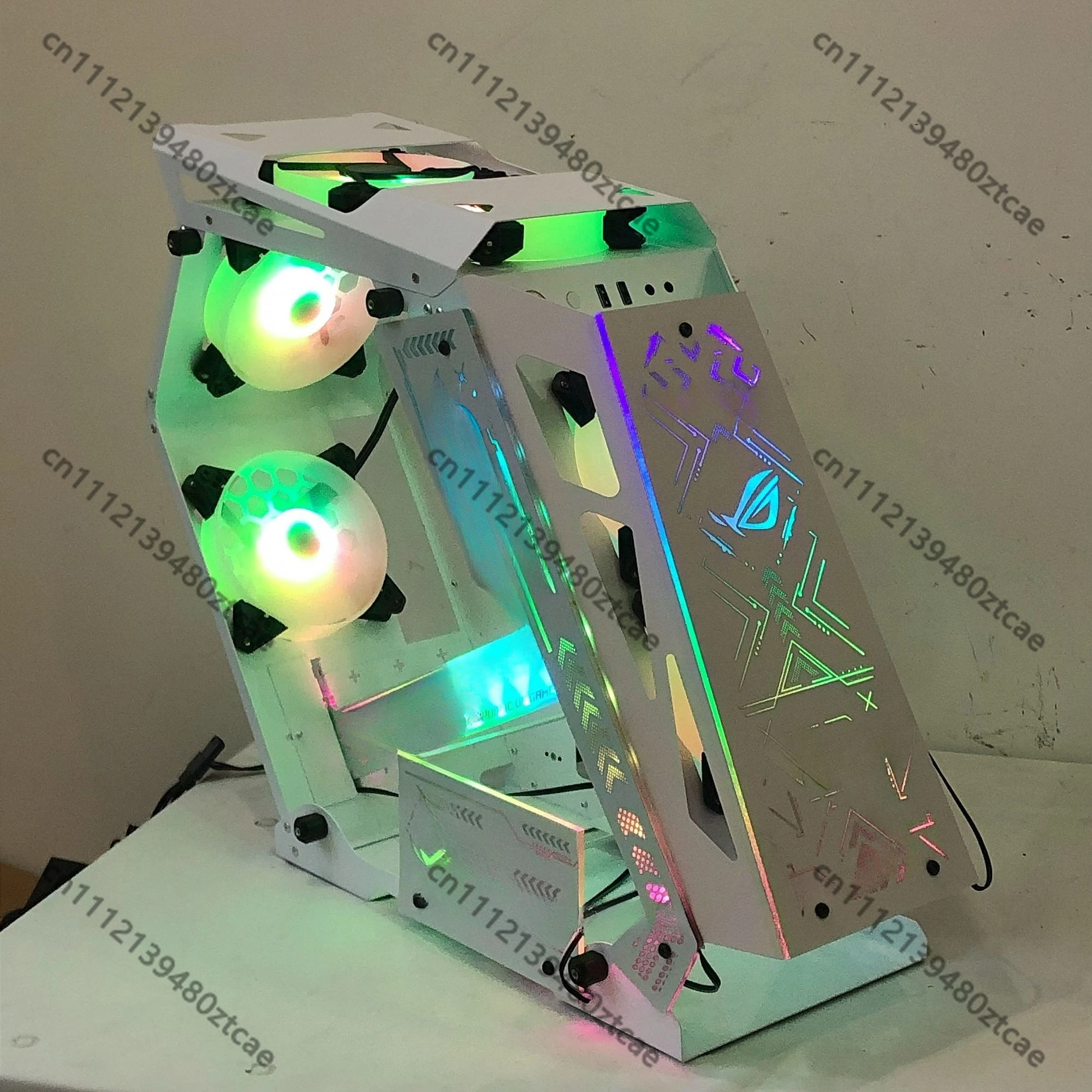 Open Frame Gaming PC Case EATX Mid Tower Computer Chassis Tempered Glass Panoramic View Desktop Gamer Cabinet