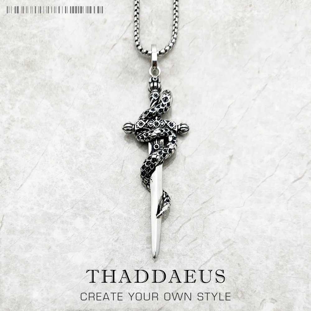 925 Sterling Silver Sword Pendant Chain Necklace Vintage Unisex