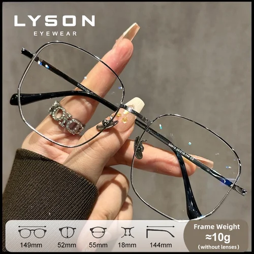 Imagen 2 del producto LYSON, gafas de lectura cuadradas minimalistas con montura grande para mujer, gafas graduadas progresivas personalizadas, gafas para miopía con luz azul