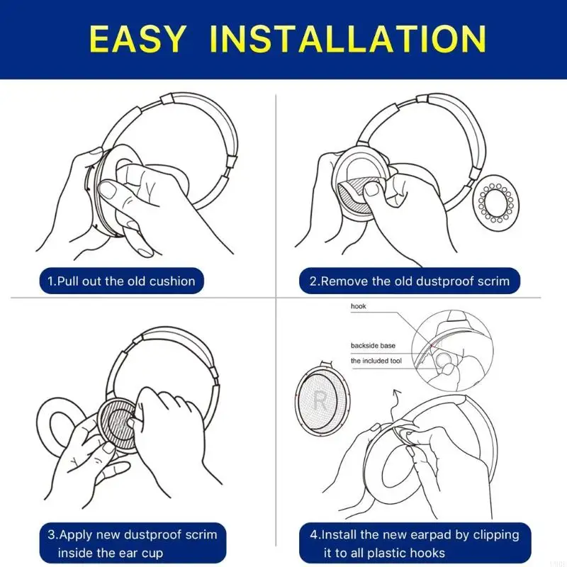 Earpads ที่หนากว่า u90e สำหรับหูฟังที่เงียบสงบ QC35 ครอบคลุมง่ายต่อการติดตั้ง