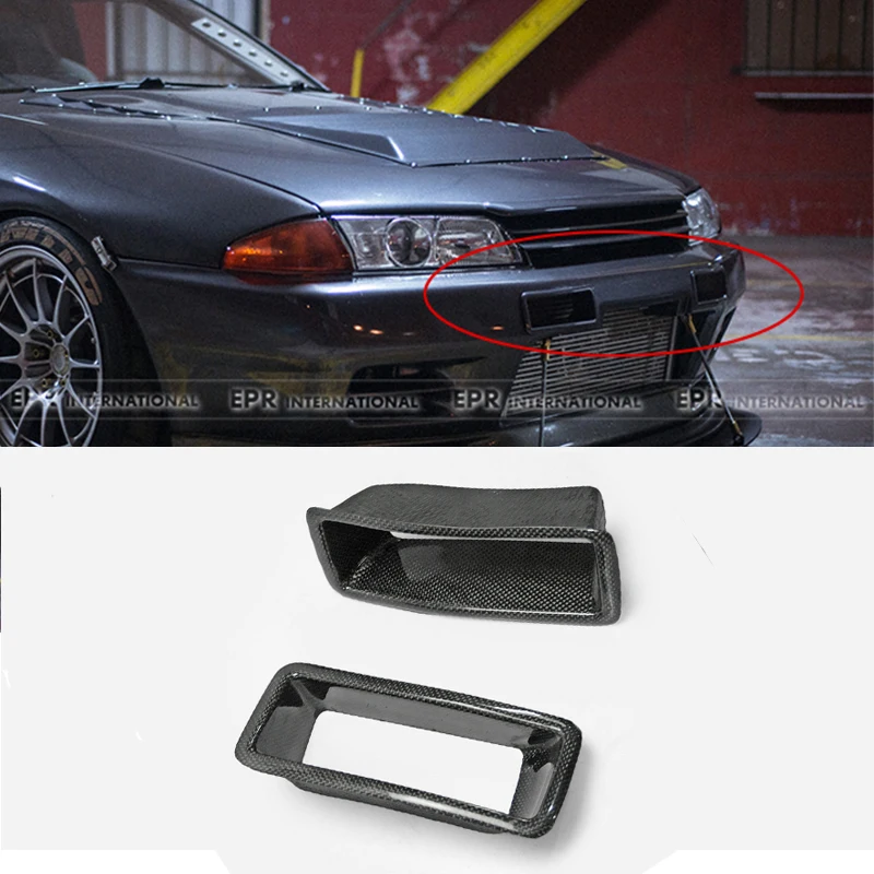 

Car Accessories For Nissan Skyline R32 Carbon Fiber N1 Style NIS Bumper Vent Glossy Fibre Racing Air Duct Intake Body Kit Trim