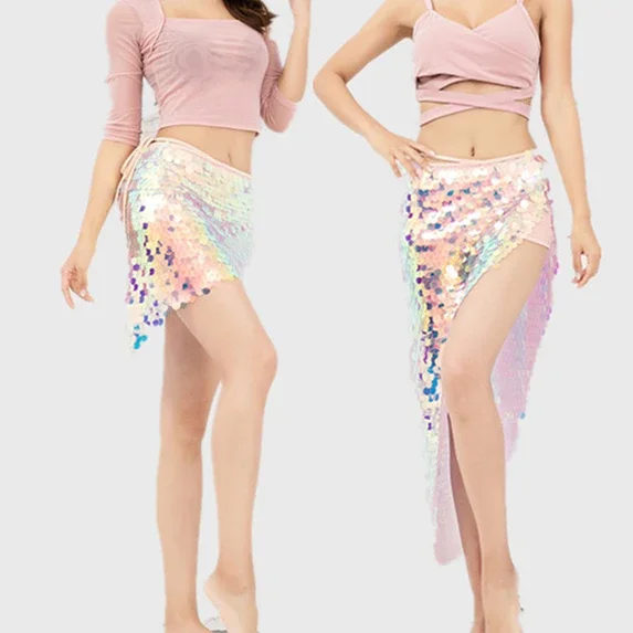 Bauchtanz Hüfttuch Meerjungfrau Hüfttuch Quaste Pailletten Gürtel Tanzkostüm Für Erwachsene Frauen Bühnenauftritt Praxis