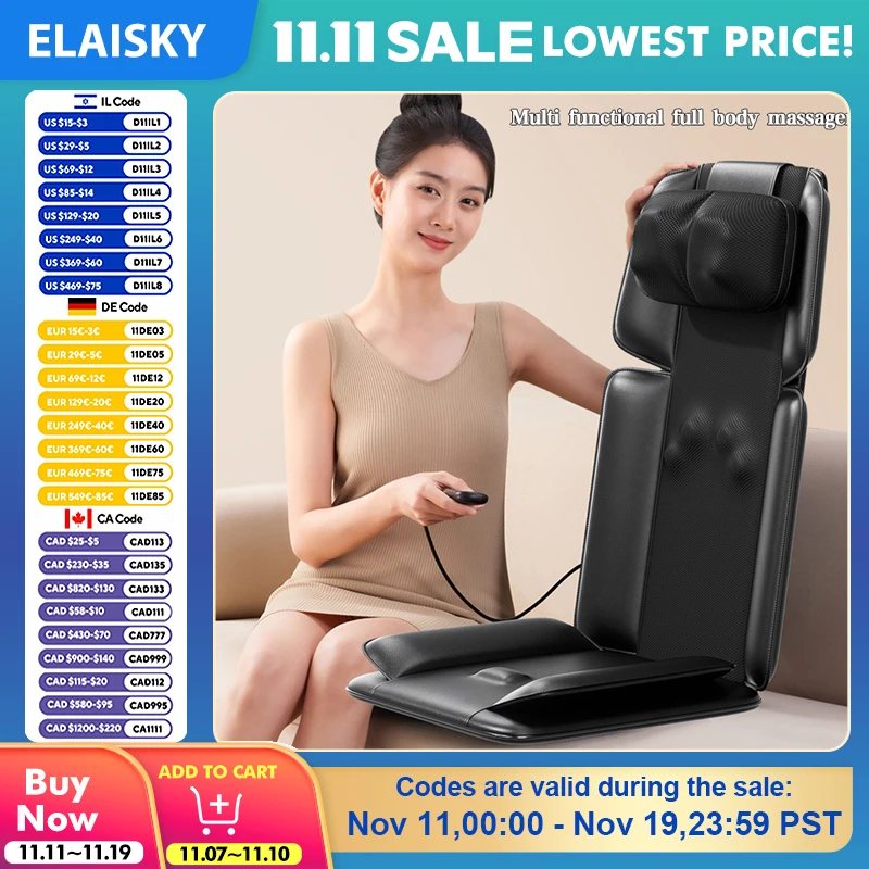 

Электрическое массажное кресло шиацу всего тела, бытовое автоматическое многофункциональное массажное кресло для тела, подушка для спины, шеи, плеч