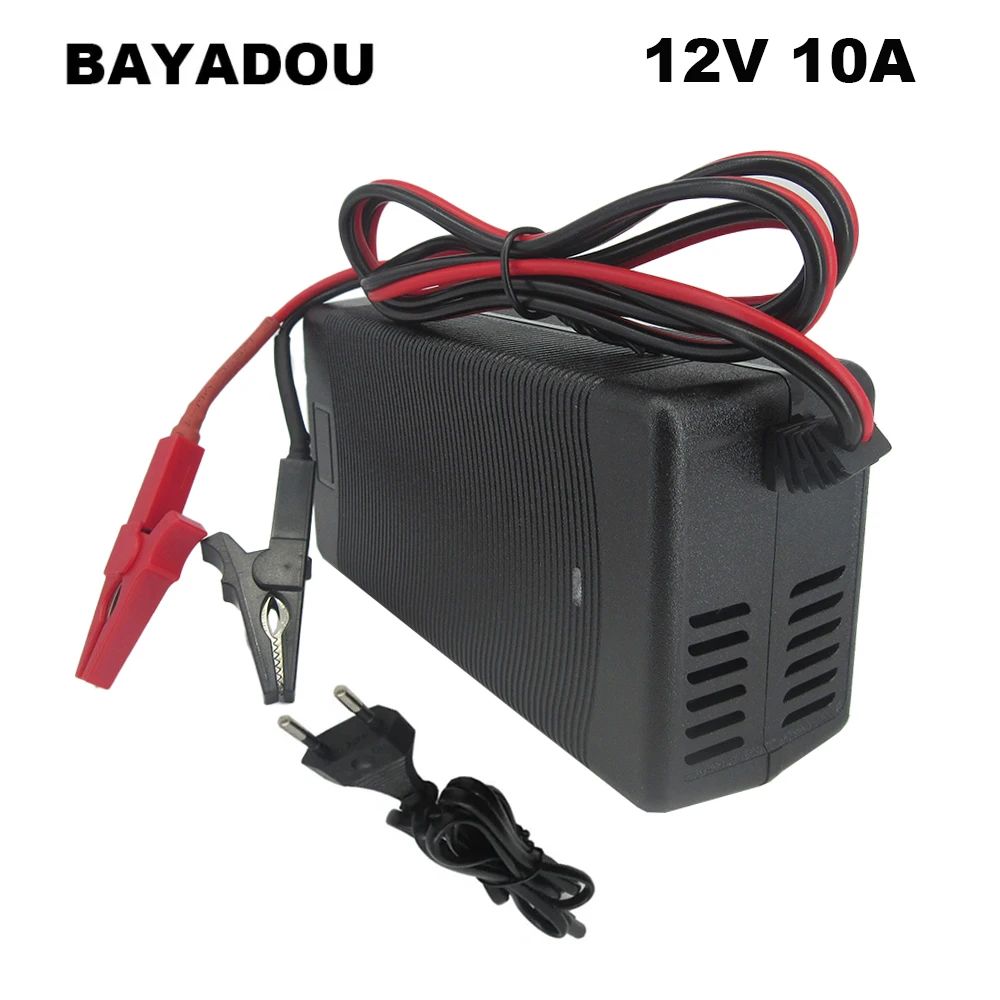 

SJT180E 12V 10A Lead Acid Battery Charger For 13.8V RV Energy Storage Toy Car Fast Charger Crocodile Clip With Fan