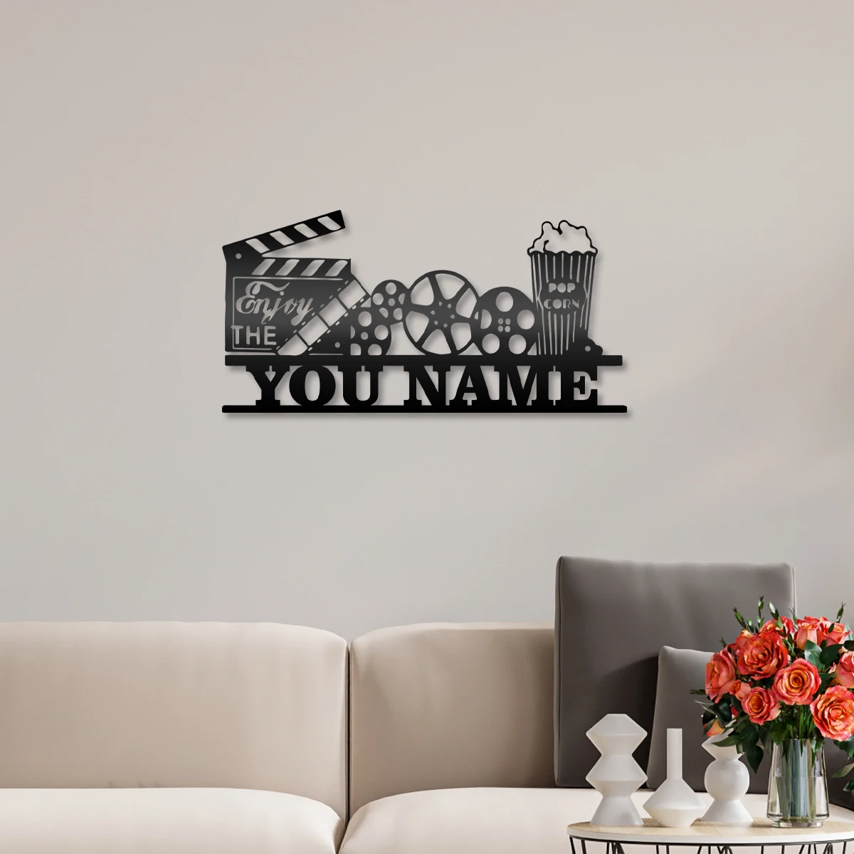 

1pc Movie popcorn cartoon Personalized name Metal Wall Signs Metal Wall Plaque For Wall Decor