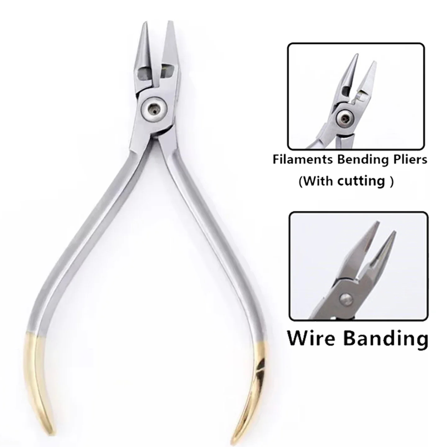 

Dental Stainless Steel Filament Curved Pliers with and Without Snips Orthodontics Tweezers Dentistry Instruments