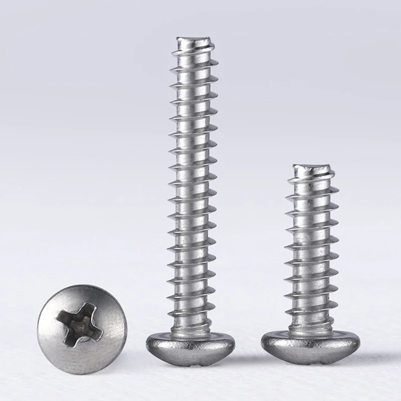 100pcs M1.4-M5 304 Stainless Steel Phillips Pan Head Thread Cutting Self Tapping Screws