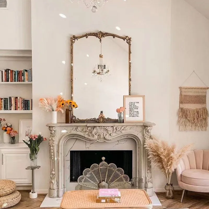 Vintage Decoration Mirror Living Room Standing Girls Funky Big Makeup Aesthetic Mirror Modern Luxury Espelhos Home Decorations