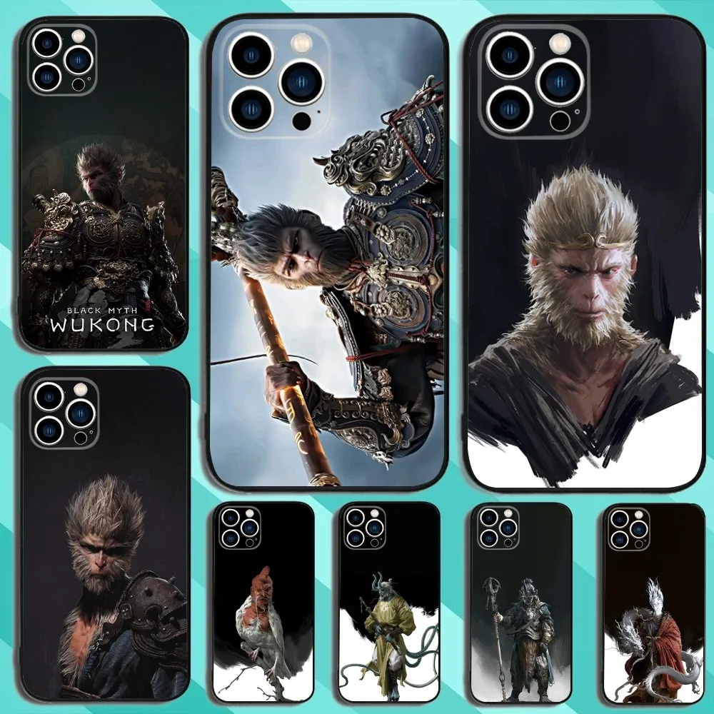 

Black Myth Wukong Game Phone Case For iPhone 15,14,13,12,11,Plus,Pro Max,XS,X,XR,SE,Mini,8,7 Soft Silicone Black Cover