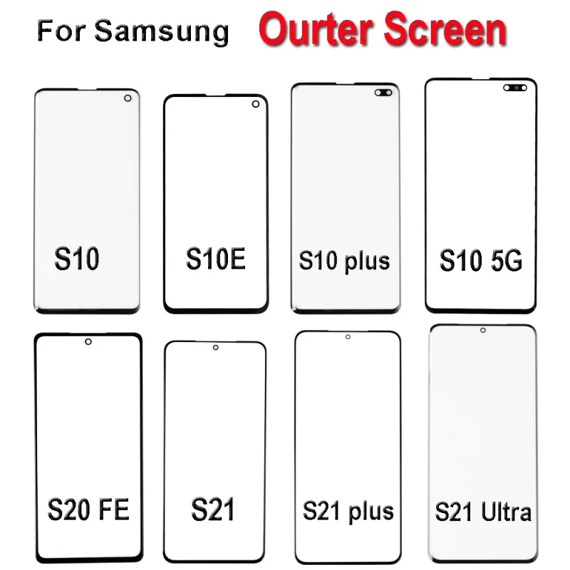 High Quality Front Glass Panel For Samsung Galaxy S10 5G S10 Plus S10E S20 FE S21 Plus Ultra Outer Front Touch Glass Panel