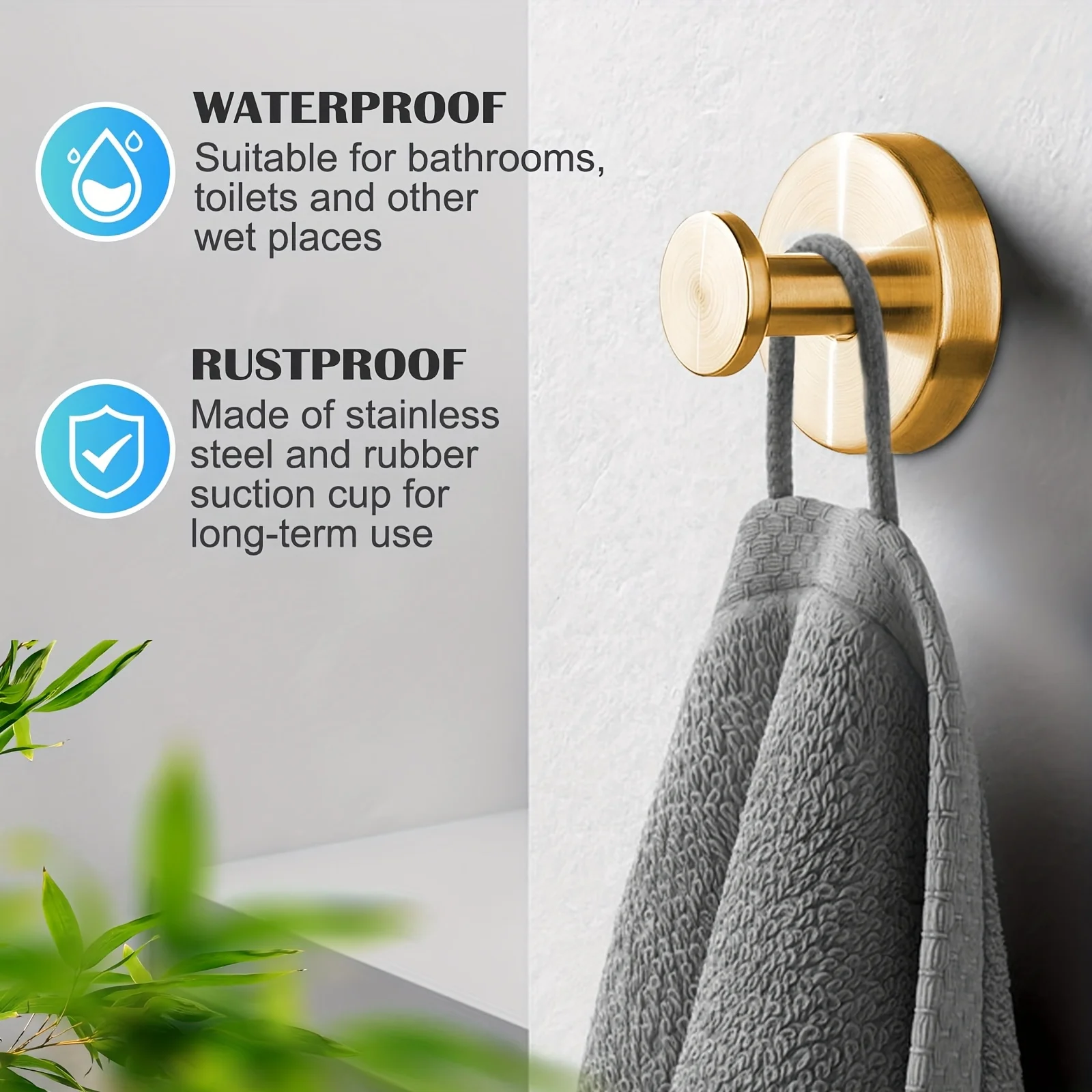 Heavy Duty Suction Cup Hooks for Shower, Bathroom and Kitchen - No Drill Wall Mounted Towel Hooks with Vacuum Technology, Holds
