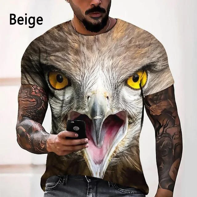 Owl 3d T-shirt Animal Print Men\'s T-shirt Harajuku Street Clothing Casual Short Sleeved Crewneck Summer Shirt Top