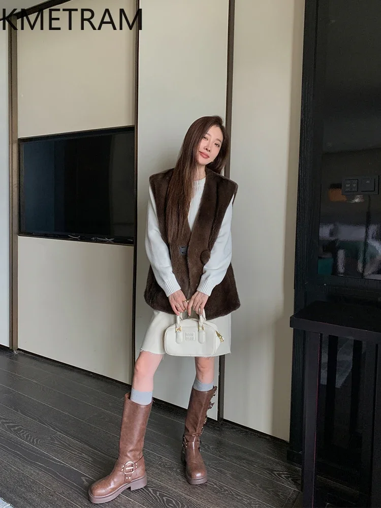 Real Mink Fur Coat Women Clothing Luxury Sleeveless Vest Womans 2024 Winter Short Waistcoat New in Outerwears Жилетка Женская