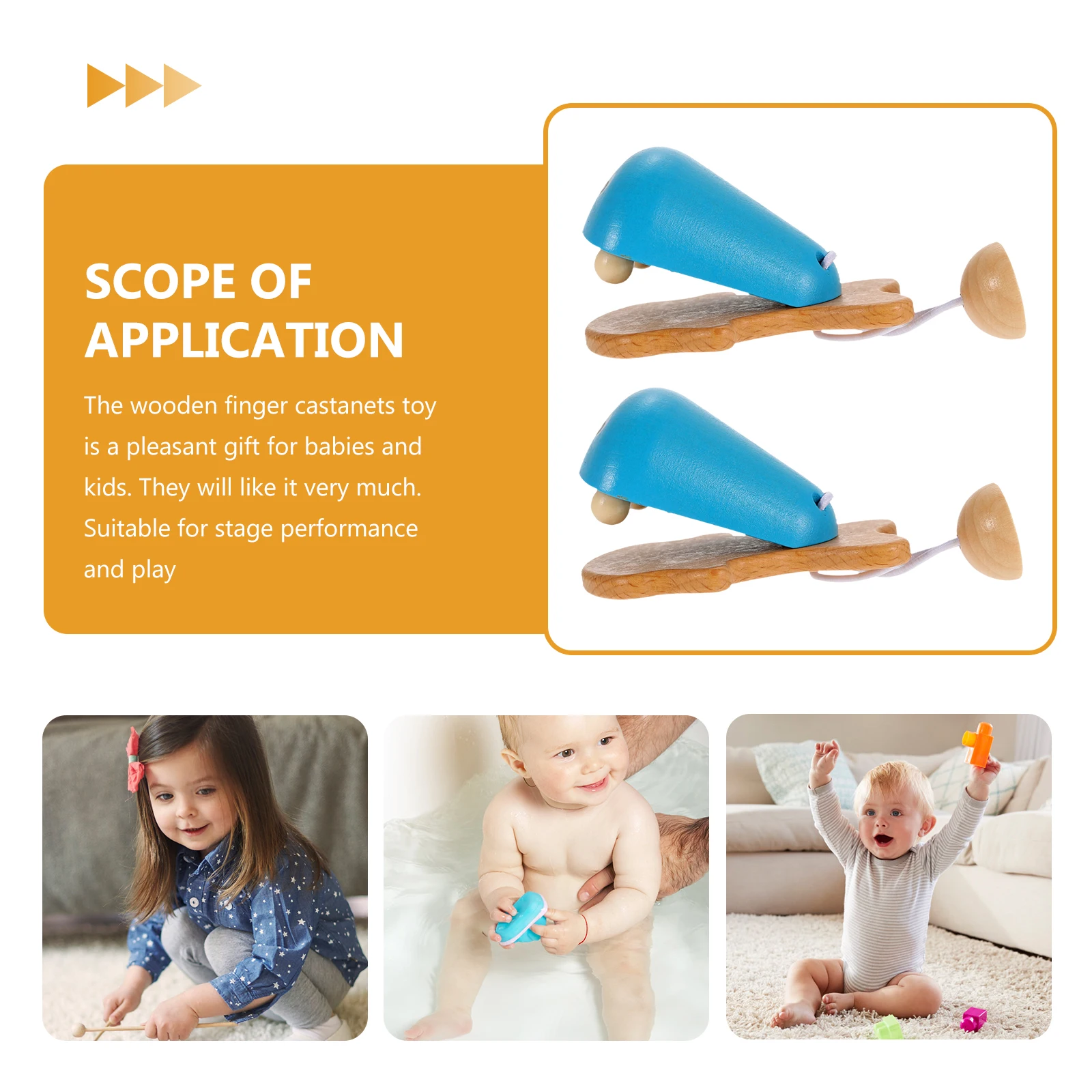 

2 Pcs Music Sensing Fish Soundboard Wooden Castanet Toy Interesting Household Infant