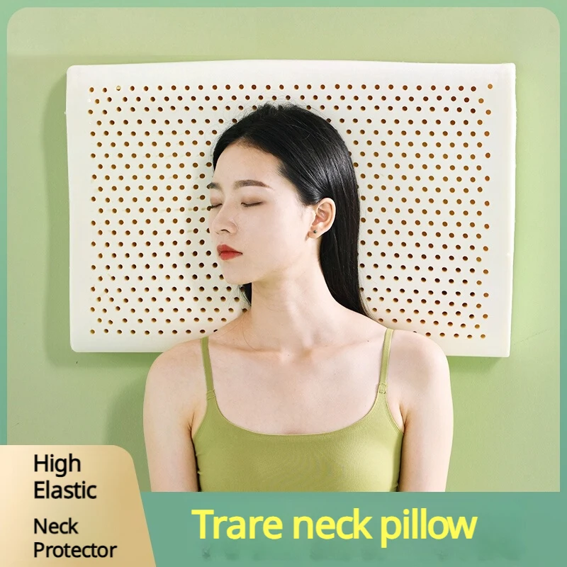 Talalay Latex Pillow - Thai Natural Rubber Neck Support Sleep Pillow Ergonomic Desig for Adults, Single Pillow Core for Home Use