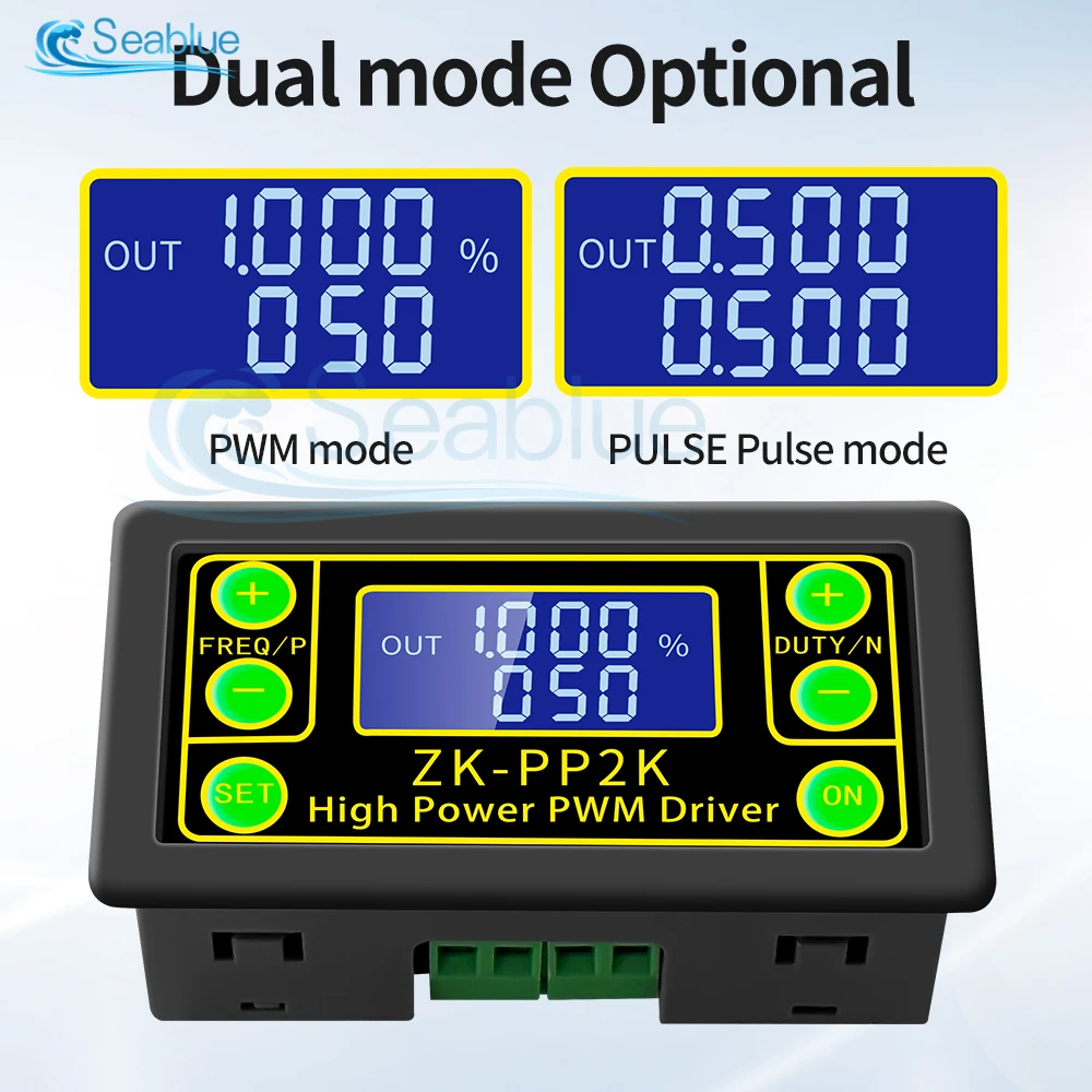 Drive Module ZK-PP2K 8A High Power PWM Dimming Cycle Delay  Motor LED Speed Controller LCD Pulse Frequency Cycle 1Hz-150KHz