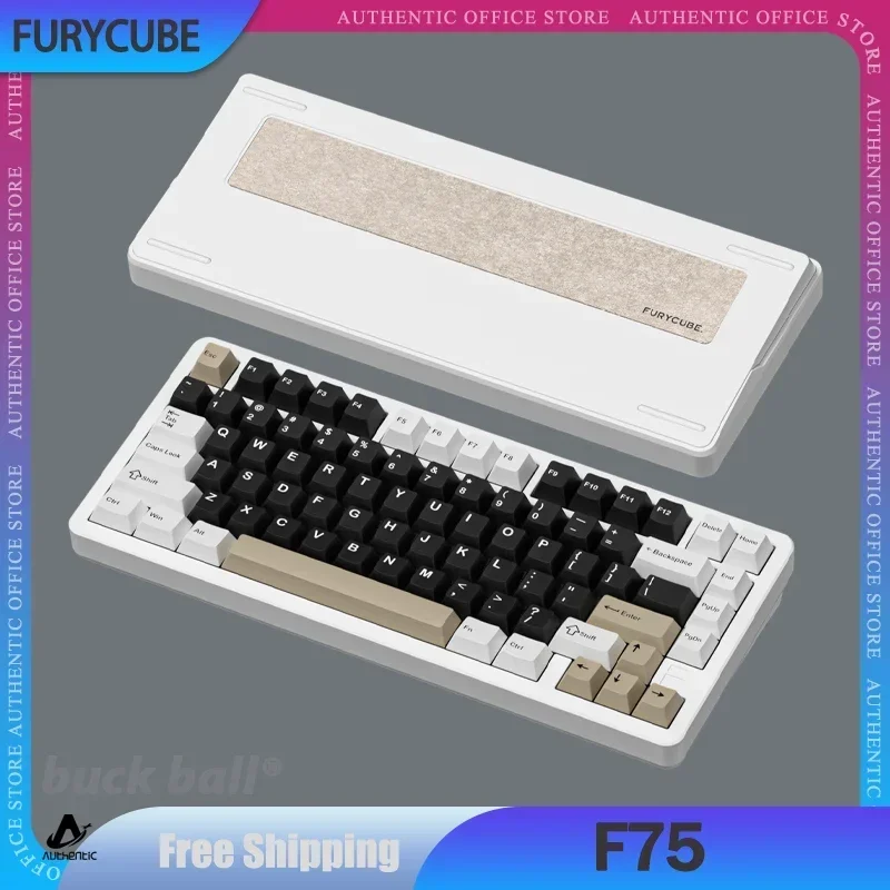 

Механическая клавиатура Furycube F75, 3 режима, 2,4 ГГц, Bluetooth, беспроводная клавиатура с ручкой, алюминиевый сплав, клавиатура для игр с возможностью горячей замены, подарок