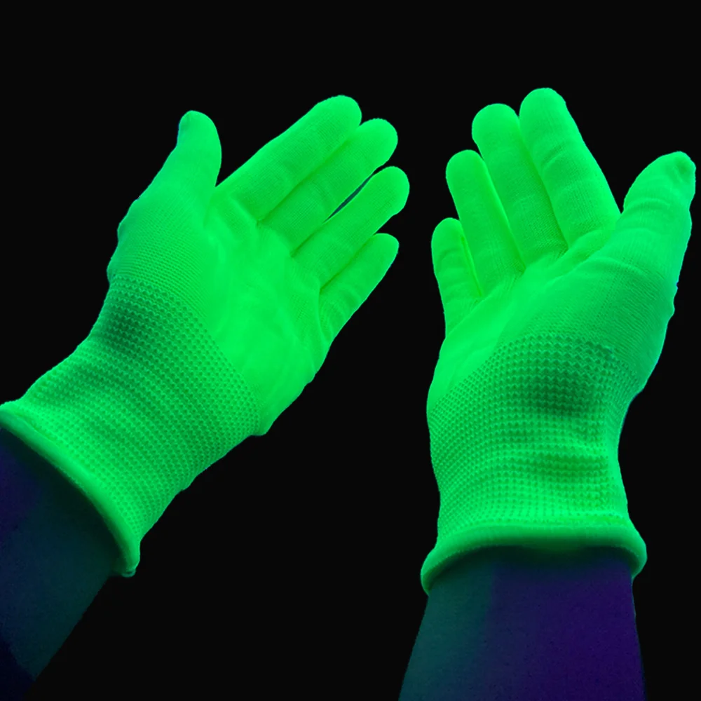 5Pairs Green Glow in the Dark Neon Gloves Fluorescent UV Blacklight Reactive Glowing Gloves Disco Birthday Party Costume Supplie