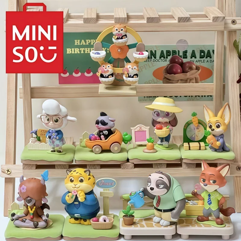 MINISO Disney Zootopia Autumn Garden Series Blind Box Toys Kawaii Anime Action Figure Caixa Caja Surprise Mystery Box Dolls Girl