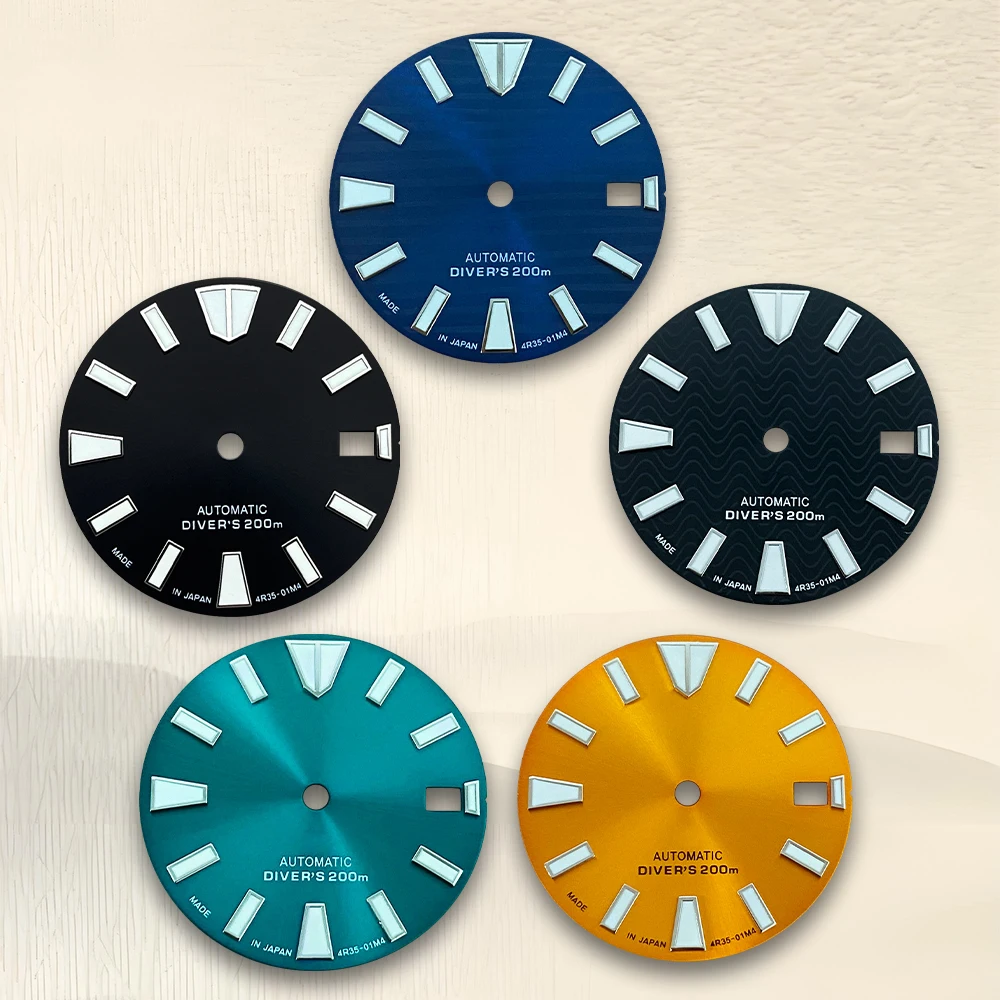 

High Quality NH35 NH36 Automatic motion 28.5mm S Logo Dial powerful green light black/blue/orange Diving surface