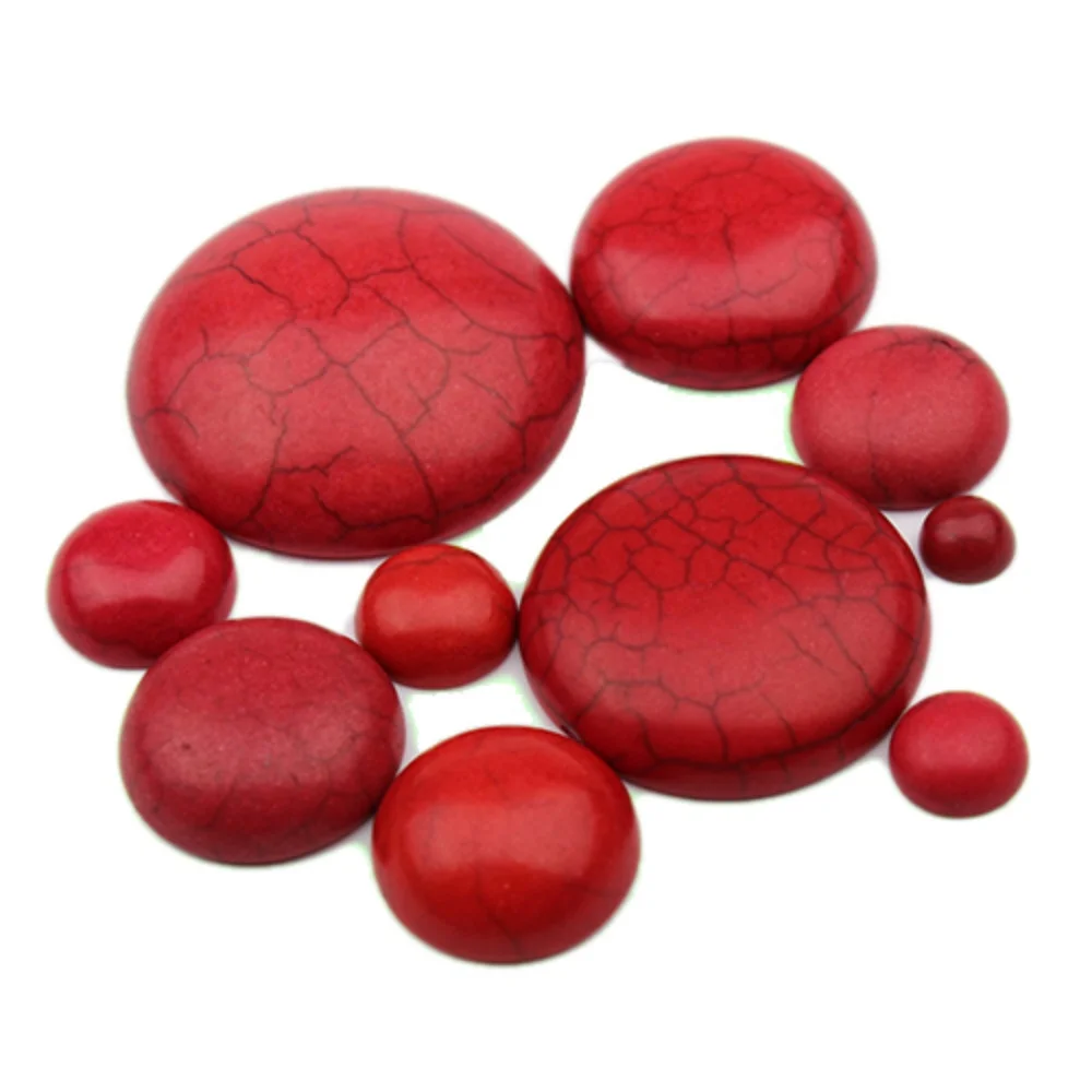 10 pz/lotto rotondo turchese rosso Cabochon perline pietra naturale Flatback distanziatori sciolti perline gioielli fai da te anello collana