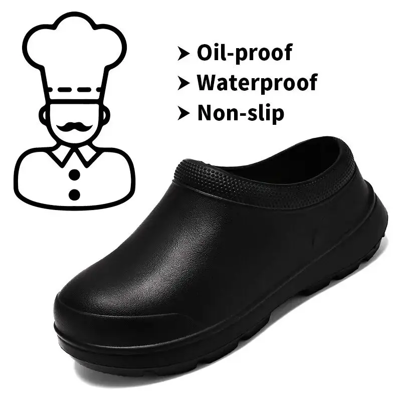 Zapatos de chef a prueba de aceite para hombre, calzado de seguridad antideslizante, zapatos de trabajo suaves e impermeables, sandalias para hombre, Botas de lluvia para primavera y otoño