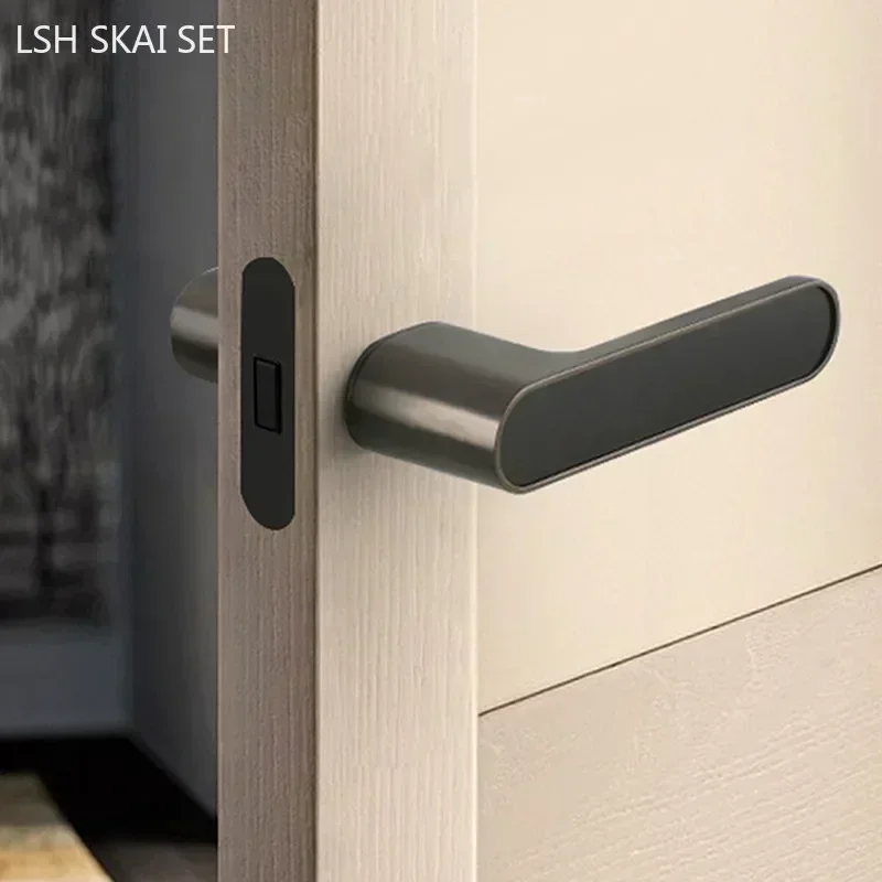 

Magnetic Silent Bedroom Door Locks Indoor Zinc Alloy Security Lock Double Sided Handle Single Tongue Lock Household Hardware