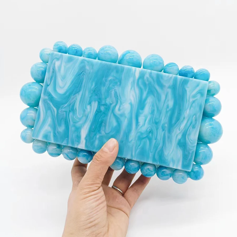 Panelled Acrylic Box Evening Clutch Bags For Wedding Party Women Luxury Designer Boutique Marbling Beads Purses And Handbags Sac