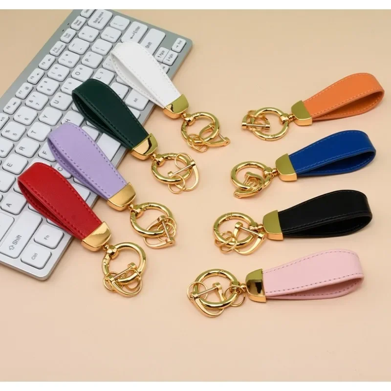 

Custom LOGO Super Fiber Pu Leather Keychain Women Men Laser Engrave Metal Car Keyring Pendant Personalize Couple Key Chains Ring