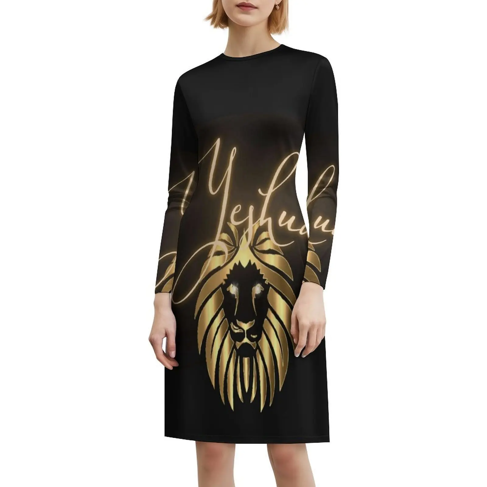 イエシュア・ゴールド・ライオン・オブ・ユダ。 ボヘミアン ノースリーブ ドレス マルチプリント ビーチ バケーション パーティー ドレス イェシュア イエス イェシュア クラシック 女性