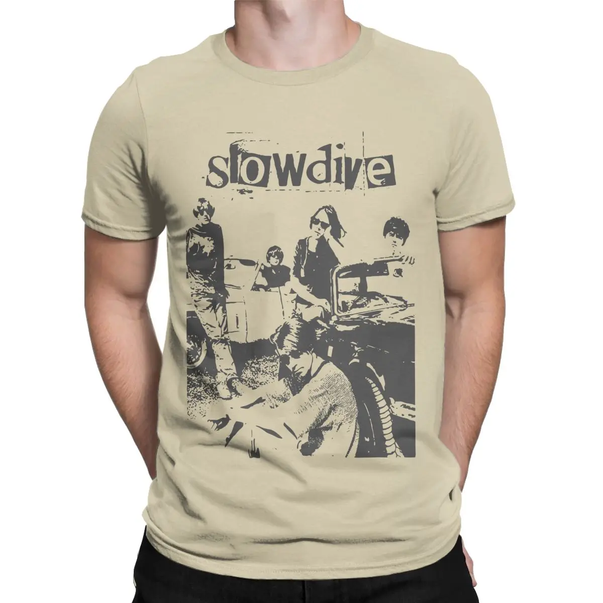 Fashion Slowdive T-Shirts Men Crew Neck 100% Cotton T Shirts Music Short Sleeve Tee Shirt Graphic Tops