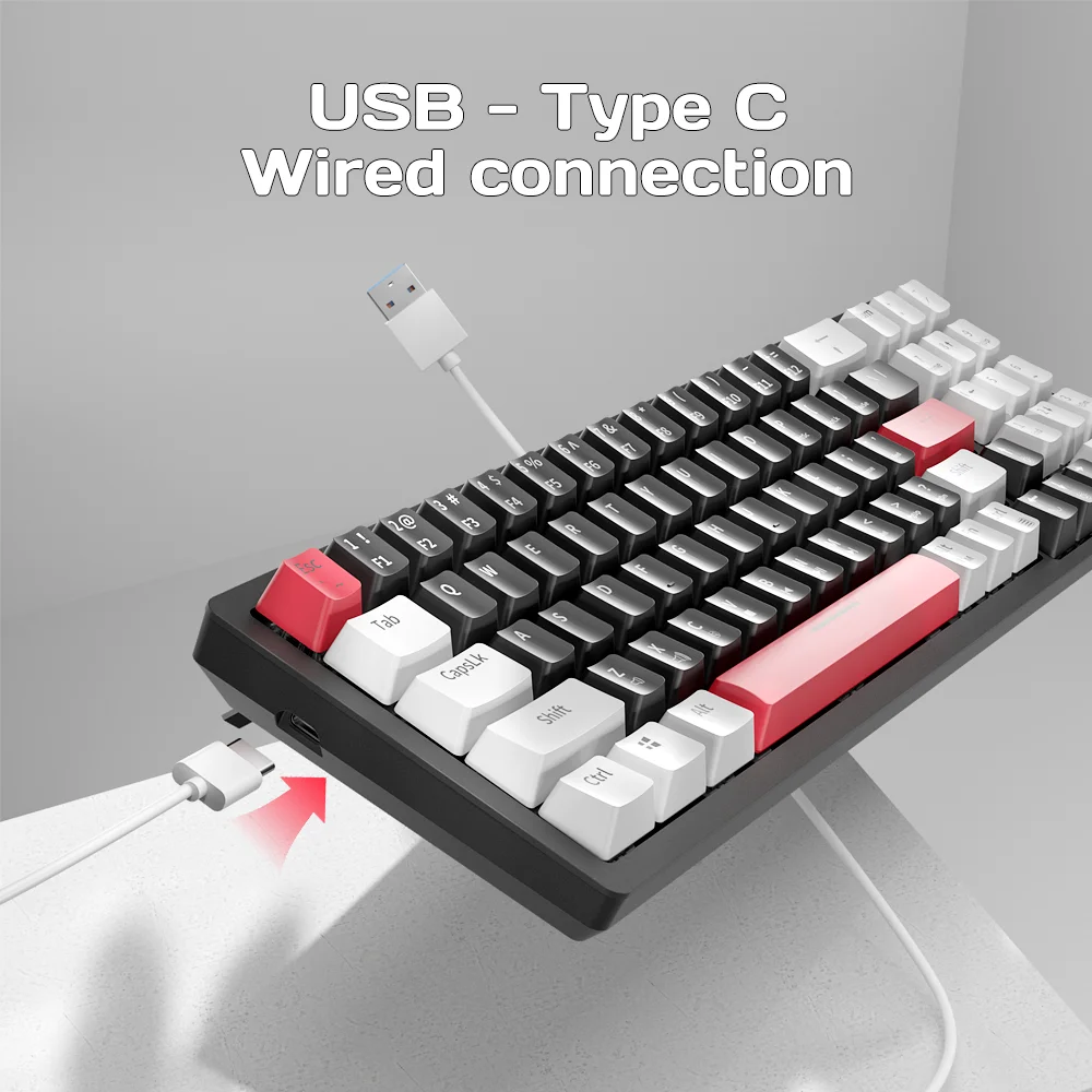 Imagem -06 - Teclado Mecânico com Fio com Numpad 78 Teclas Rainbow Rgb Outemu Switches Hot-swappable para pc Laptop Gamer Work Furycube-r78