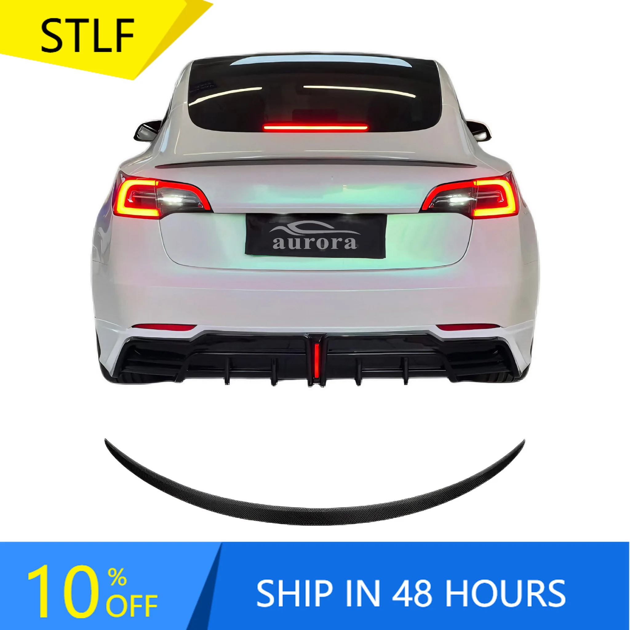 

STLFHigh Quality True Carbon Fiber Carbon Fiber Rear Spoiler Tail Fin for Teslas Model 3