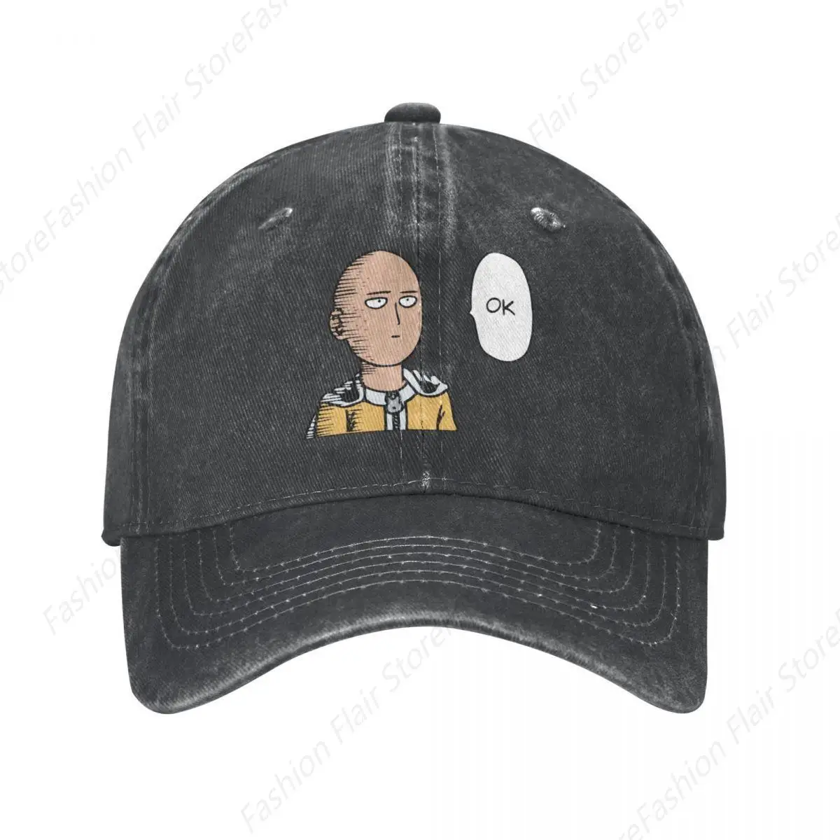 One Punch Man Unisex Baseball Caps Funny Anime Distressed Denim Caps Hat Casual Outdoor Running Golf Adjustable Snapback Cap