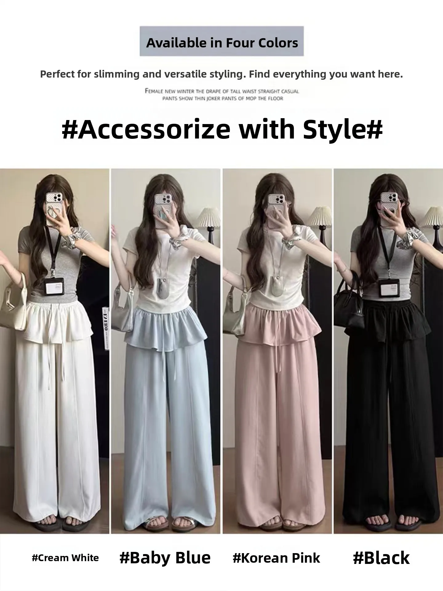 High Waist Wide Leg Pants Women's Summer Casual plus Size 200 Pounds Flattering Drapey Straight Cut Comfortable High Waist