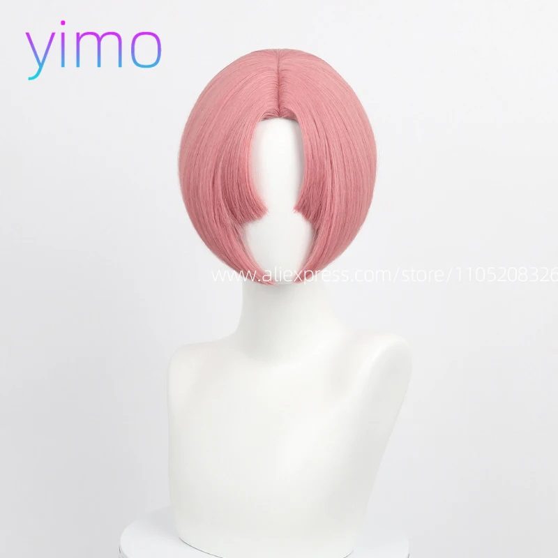 شعر مستعار قصير عام 28 سم مع غرة، ذهبي، أسود، أبيض، أحمر، وردي، أخضر، بني، ذهبي، أزرق شعر مستعار مقاوم للحرارة