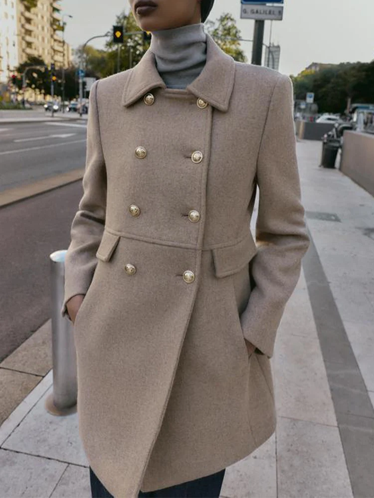 

European style new women's fashion versatile temperament double-breasted lapel long-sleeved short coat jacket