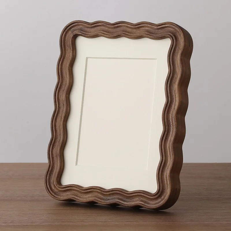 Wave Edge Black Walnut Photo Frame Solid Wood Picture Frame Tabletop Stand Frame for Photo Art Home Decoration Multi Sizes