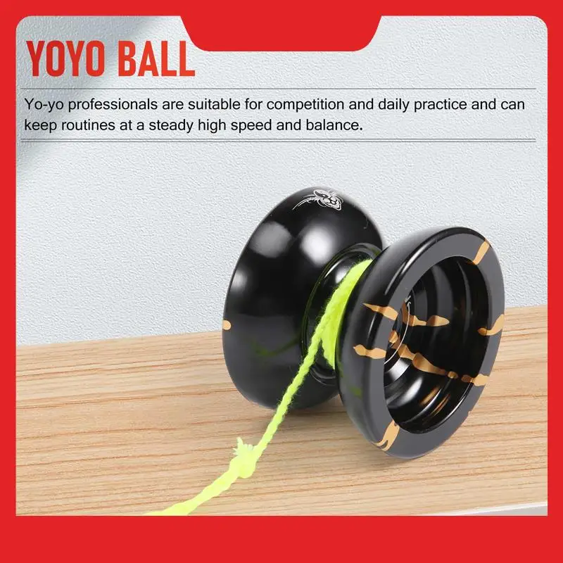 Magicyoyo N11 aluminium professionele jojo niet-reagerende jojo-bal (zwart goud) tas, handschoen 5-snarige
