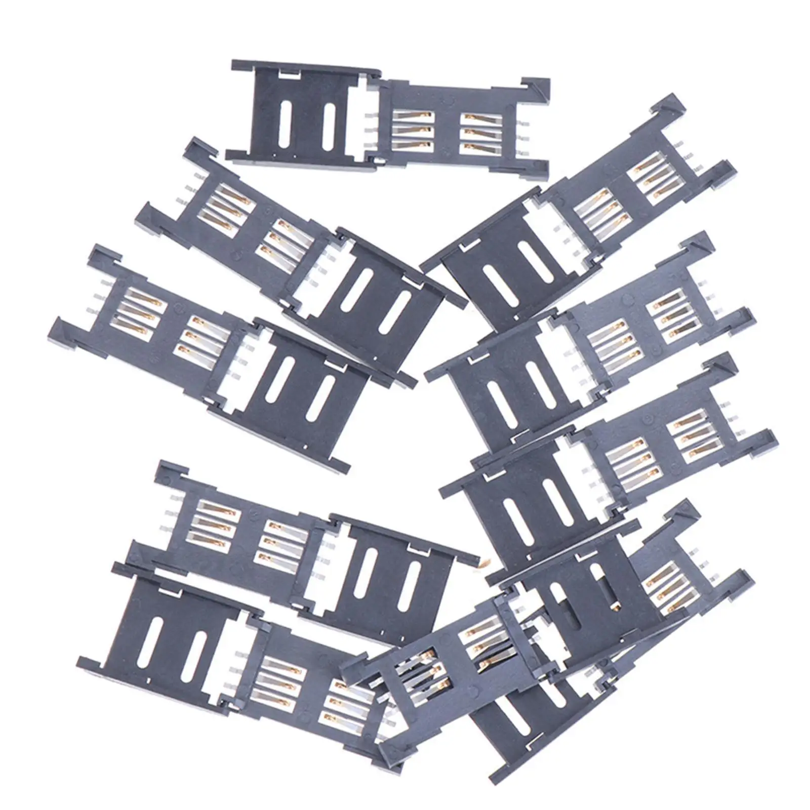 10x Sim Card Holders Compact Professional Sim Card Trays 6 Pin Card Sockets Replaces for Flip Type Sim Cards 6P SMT SMD Phones