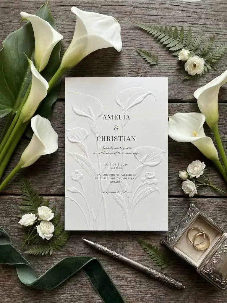 Custom Wedding Invitation 3D Logo Texture Paper Wedding Invitation Debossed Embossed 600g High-quality Cotton Paper Letterpress