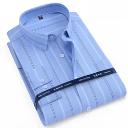 Men's Shirt Long sleeved Spring Autumn Oxford 100%Cotton Shirts Comfortable Breathable Business Casual Stripe Solid Color S-8XL